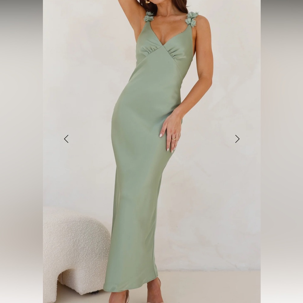 Hello Molly Green Ribbed Sheath Maxi Dress